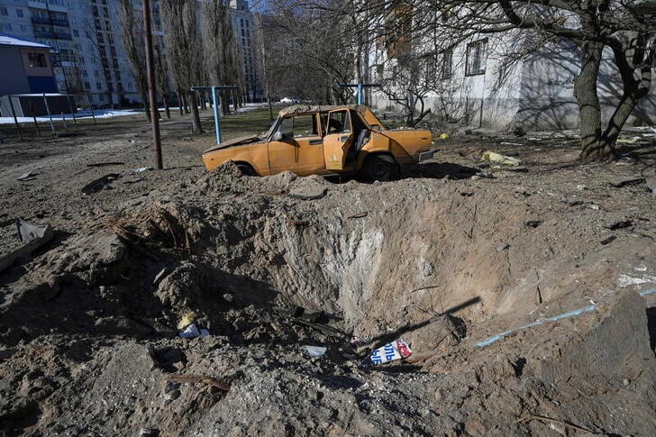 &copy; Reuters. Vista de destruição em Sievierodonetsk, na Ucrânia, em meio a conflito com Rússia. 21/3/2022.  REUTERS/Oleksii Kovalov