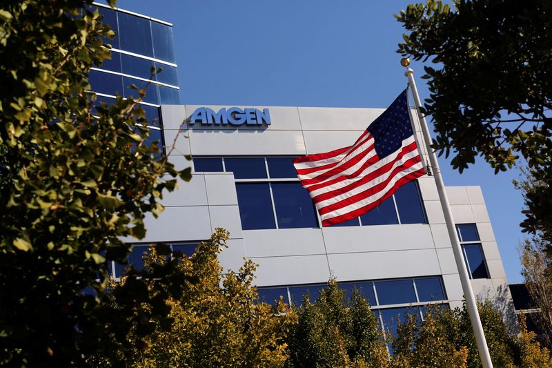 &copy; Reuters. FILE PHOTO: An Amgen sign is seen at the company's office in South San Francisco, California October 21, 2013. REUTERS/Robert Galbraith/File Photo