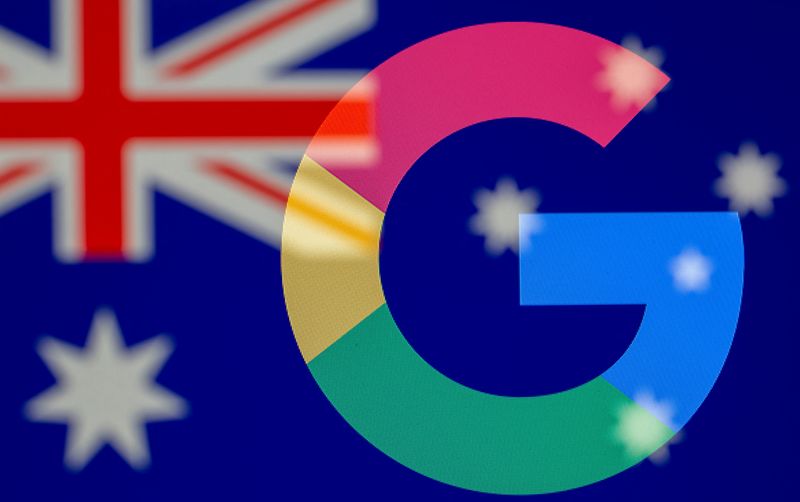 &copy; Reuters. FOTO DE ARCHIVO: El logo de Google y la bandera australiana en una ilustración tomada el 18 de febrero de 2021. REUTERS/Dado Ruvic