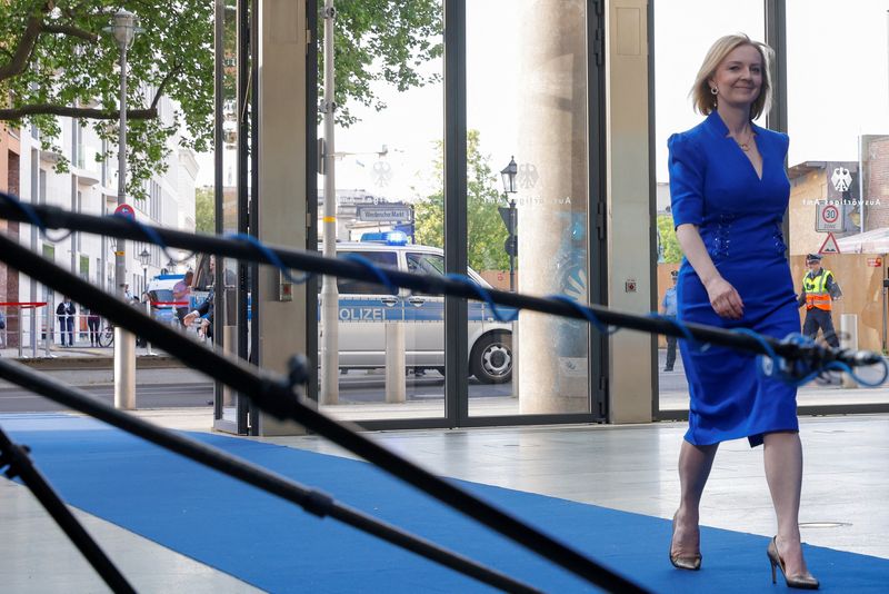 &copy; Reuters. FILE PHOTO: British Foreign Secretary Liz Truss arrives for a two day NATO foreign ministers meeting in Berlin, Germany May 14, 2022. REUTERS/Michele Tantussi