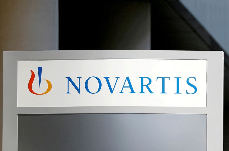 &copy; Reuters. FILE PHOTO: The logo of Swiss drugmaker Novartis is pictured at the French company's headquarters in Rueil-Malmaison near Paris, France, April 22, 2020. REUTERS/Charles Platiau