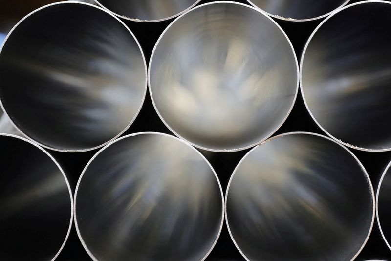 &copy; Reuters. FILE PHOTO: Stainless steel tubes are stored ready to be made into exhausts at the Eminox factory in Gainsborough, Britain October 30, 2018.  Christopher Furlong/Pool via REUTERS