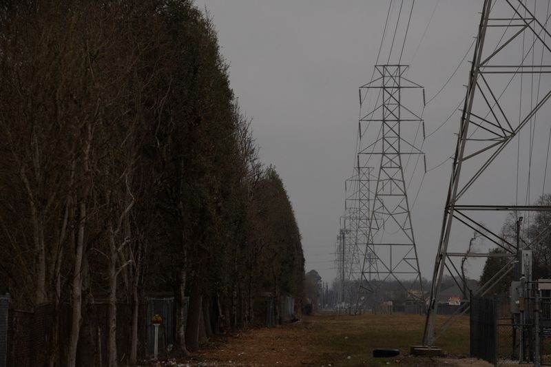 &copy; Reuters. FILE PHOTO: Overhead power lines are seen during record-breaking temperatures in Houston, Texas, U.S., February 17, 2021. REUTERS/Adrees Latif