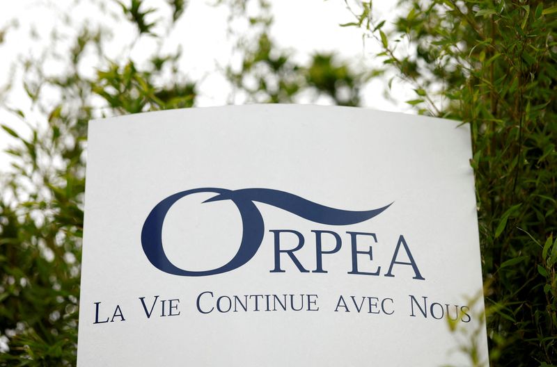 &copy; Reuters. FILE PHOTO: A view shows the logo of French care homes company Orpea at the entrance of a retirement home (EHPAD - Housing Establishment for Dependant Elderly People) in Reze near Nantes, France, February 2, 2022. REUTERS/Stephane Mahe/
