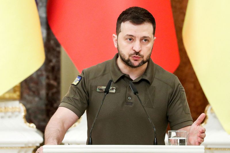 &copy; Reuters. Presidente da Ucrânia, Volodymyr Zelenskiy, durante entrevista coletiva em Kiev
22/05/2022 REUTERS/Viacheslav Ratynskyi