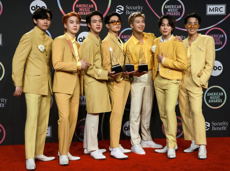 &copy; Reuters. Banda sul-coreana BTS no American Music Awards
21/11/2021 
REUTERS/Aude Guerrucci