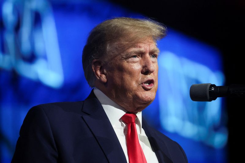 &copy; Reuters. FILE PHOTO: Former U.S. President Donald Trump speaks during the National Rifle Association (NRA) annual convention in Houston, Texas, U.S. May 27, 2022. REUTERS/Shannon Stapleton