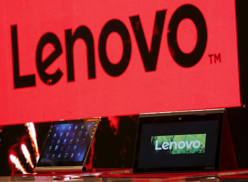 &copy; Reuters. FILE PHOTO: A Lenovo ultrabook and a tablet are displayed during a news conference in Hong Kong, China May 21, 2015.  REUTERS/Bobby Yip
