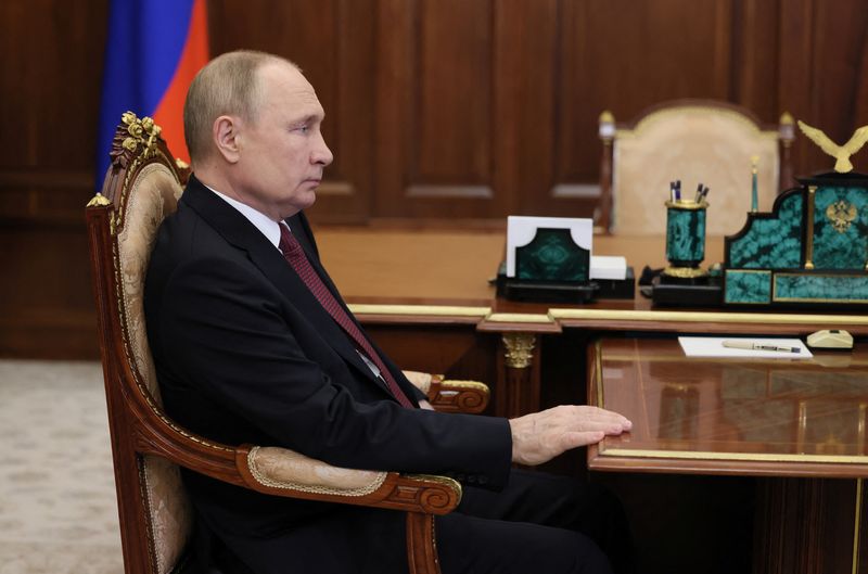 &copy; Reuters. الرئيس الروسي فلاديمير بوتين في الكرملين بموسكو في 14 يونيو حزيران 2022. صورة لرويترز من وكالة سبوتنيك للأنباء.