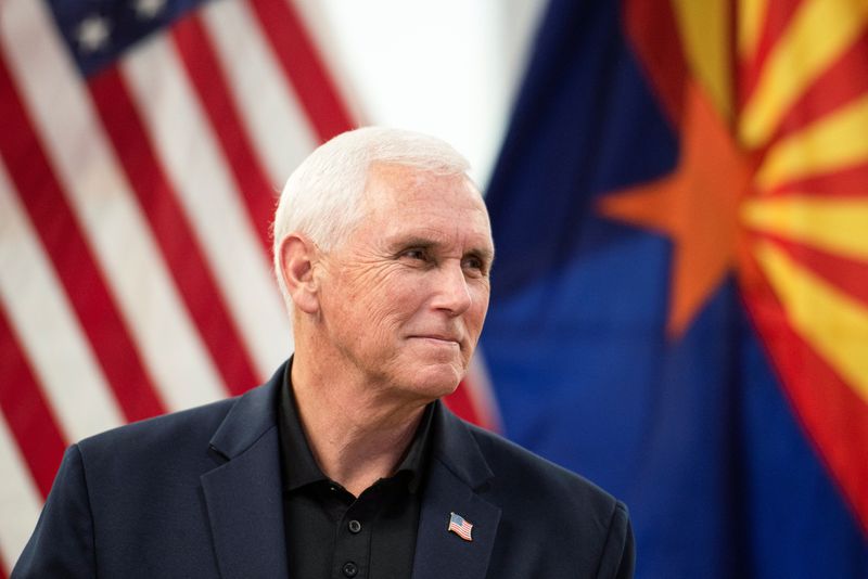 &copy; Reuters. Former U.S. Vice President Mike Pence speaks about border security at Cochise College in Sierra Vista, Arizona, U.S., June 13, 2022.  REUTERS/Rebecca Noble