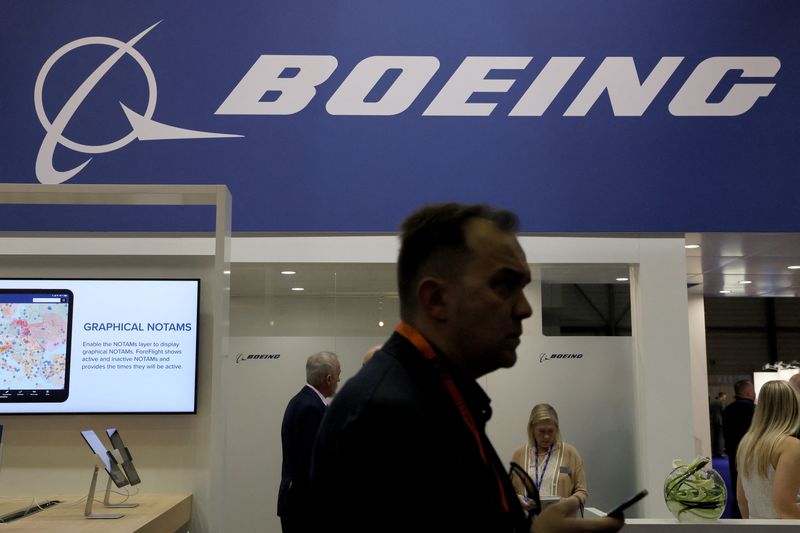 &copy; Reuters. FILE PHOTO: A Boeing logo is pictured during the European Business Aviation Convention & Exhibition (EBACE) in Geneva, Switzerland, May 23, 2022. REUTERS/Denis Balibouse