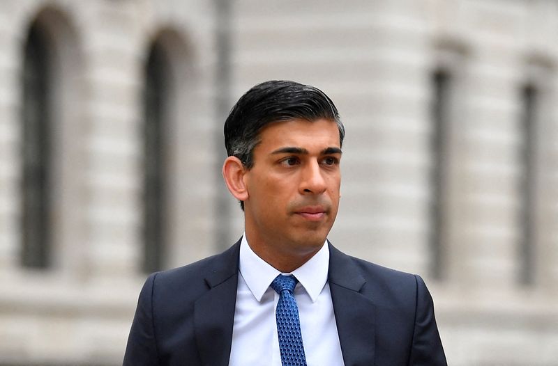 &copy; Reuters. FILE PHOTO: British Chancellor of the Exchequer Rishi Sunak walks near the Treasury building in London, Britain, May 3, 2022. REUTERS/Toby Melville