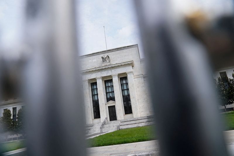 © Reuters. FILE PHOTO: The exterior of the Federal Reserve's Marriner S. Eccles building is seen in Washington, D.C., U.S., June 14, 2022. REUTERS/Sarah Silbiger/File Photo
