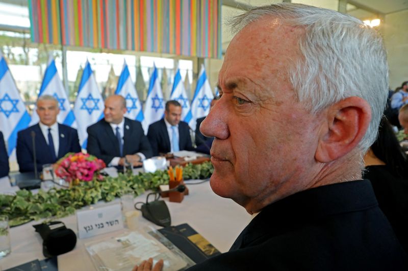 &copy; Reuters. وزير الدفاع الإسرائيلي بيني جانتس يتحدث خلال اجتماع في القدس يوم 29 مايو ايار 202. صورة لرويترز من ممثل لوكالات الأنباء.