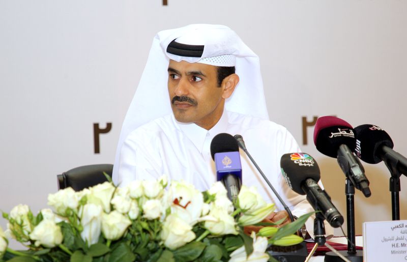 © Reuters. الرئيس التنفيذي لشركة قطر للطاقة سعد الكعبي خلال مؤتمر صحفي في الدوحة في صورة من أرشيف رويترز.
