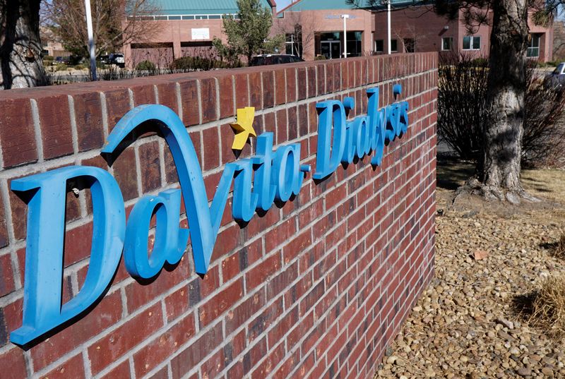 &copy; Reuters. FILE PHOTO: The outdoor sign seen at the DaVita Dialysis clinic in Denver February 16, 2016.  REUTERS/Rick Wilking