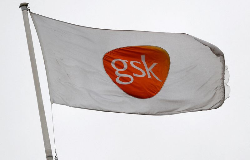 &copy; Reuters. FILE PHOTO: A GSK logo is seen on a flag at a GlaxoSmithKline (GSK) research centre in Stevenage, Britain November 26, 2019.  REUTERS/Peter Nicholls