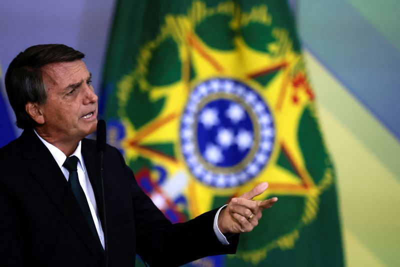 &copy; Reuters. Presidente Jair Bolsonaro em cerimônia no Palácio do Planalto
20/062022
REUTERS/Ueslei Marcelino