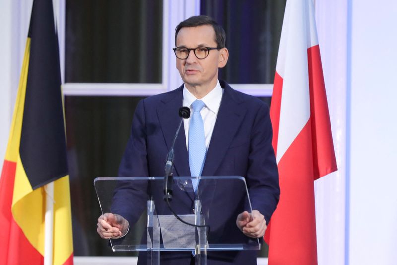 &copy; Reuters. FILE PHOTO: Polish Prime Minister Mateusz Morawiecki attends a press conference after a meeting to prepare the upcoming Madrid summit of the alliance, in The Hague, Netherlands June 14, 2022. REUTERS/Eva Plevier