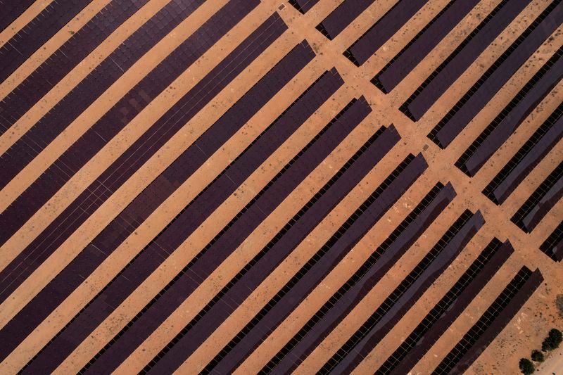 &copy; Reuters. FILE PHOTO: Solar panels are pictured at a solar energy park in Saelices, Spain, May 11, 2022. Picture taken May 11, 2022. Picture taken with a drone. REUTERS/Guillermo Martinez