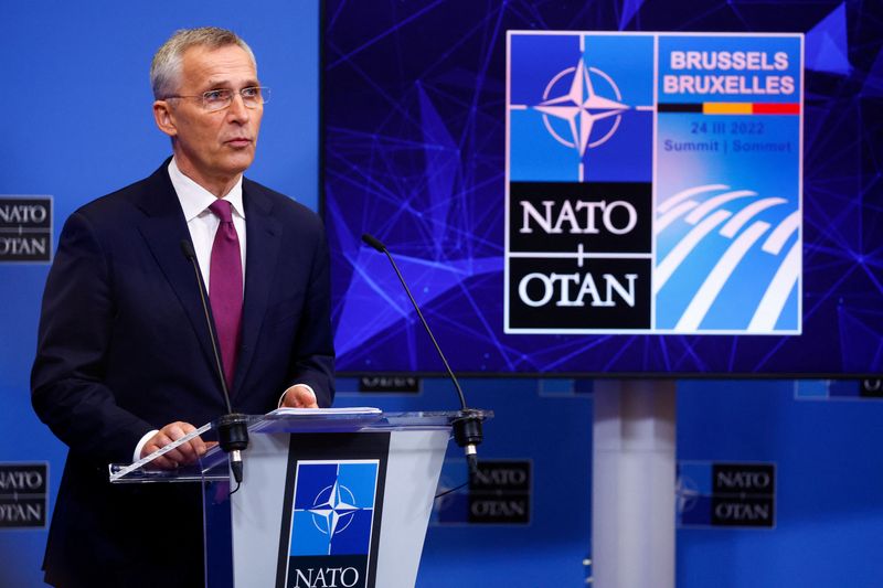 &copy; Reuters. Secretário-geral da Otan, Jens Stoltenberg, durante entrevista coletiva em Bruxelas
23/03/2022 REUTERS/Gonzalo Fuentes