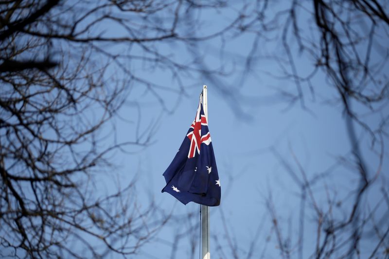 &copy; Reuters. FILE PHOTO: An Australian flag is pictured at its embassy in Beijing, China January 24, 2019. REUTERS/Jason Lee