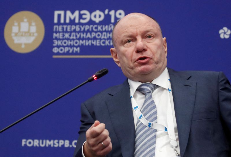 &copy; Reuters. FILE PHOTO: President and Chairman of the Board of MMC Norilsk Nickel Vladimir Potanin attends a session of the St Petersburg International Economic Forum (SPIEF), Russia June 6, 2019. REUTERS/Maxim Shemetov
