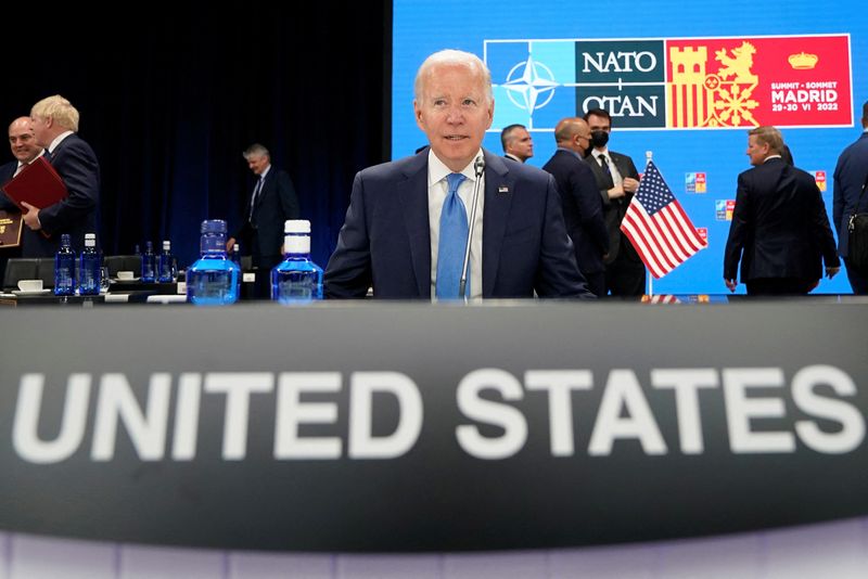 &copy; Reuters. Presidente dos EUA, Joe Biden, durante cúpula da Otan em Madri
29/06/2022 Susan Walsh/Pool via REUTERS