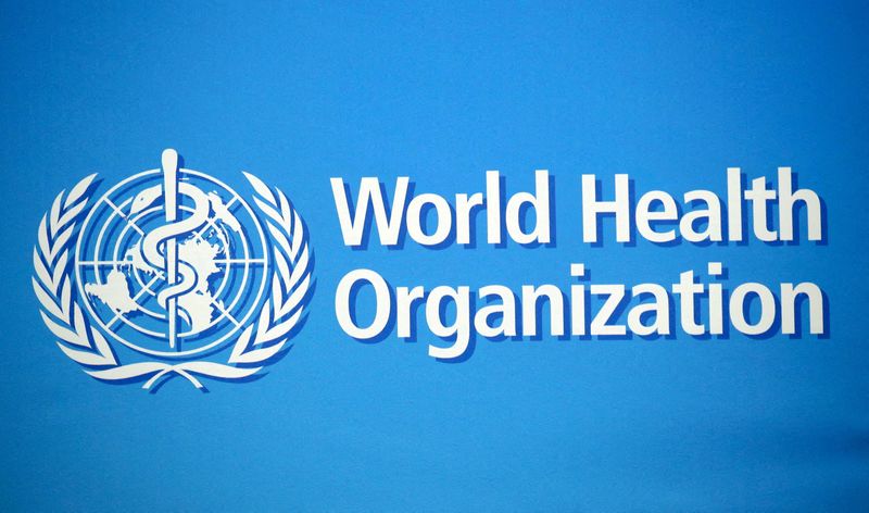 &copy; Reuters. FILE PHOTO: A logo is pictured at the World Health Organization (WHO) building in Geneva, Switzerland, February 2, 2020. REUTERS/Denis Balibouse