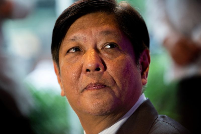 &copy; Reuters. FILE PHOTO: Philippine president-elect Ferdinand "Bongbong" Marcos Jr., son of late dictator Ferdinand Marcos, is photographed during a news conference at his headquarters in Mandaluyong City, Metro Manila, Philippines, May 23, 2022. REUTERS/Lisa Marie Da