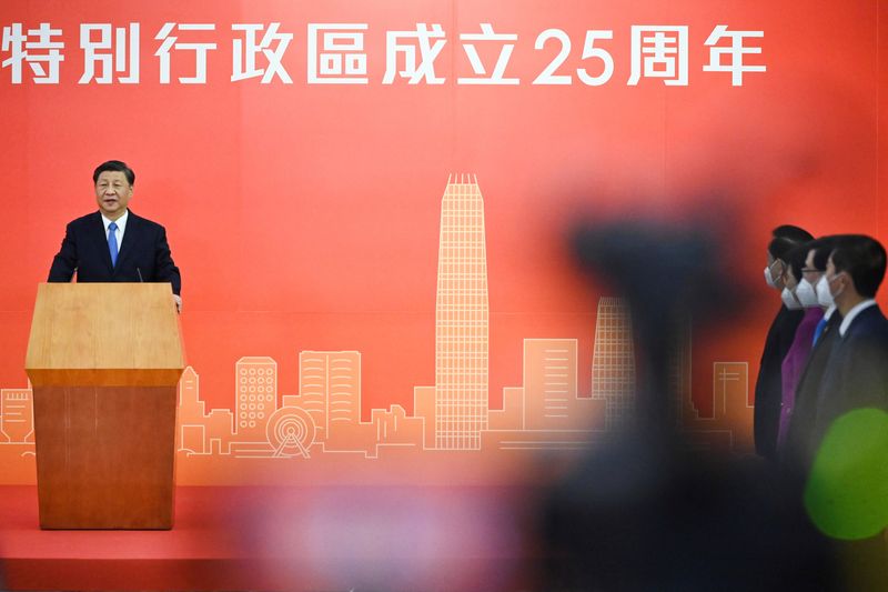 &copy; Reuters. Presidente da China, Xi Jinping, discursa em Hong Kong
30/06/2022 Selim Chtayti/Pool via REUTERS