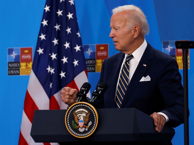 &copy; Reuters. U.S. President Joe Biden speaks at a news conference during a NATO summit in Madrid, Spain June 30, 2022. REUTERS/Yves Herman
