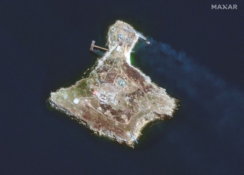 &copy; Reuters. صورة بالقمر الصناعي لجزيرة الثعبان بالبحر الأسود يوم الخميس. صورة من ماكسار تكنولوجيز محظور وضعها في الأرشيف أو بيعها.