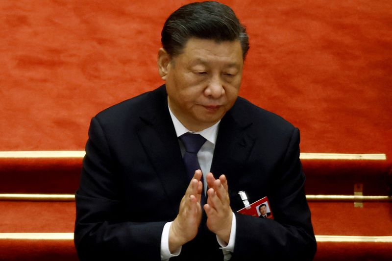 &copy; Reuters. الرئيس الصيني شي جين بينغ في بكين يوم 11 مارس اذار 2022. تصوير: كارلوس جارسيا رولنز - رويترز.
