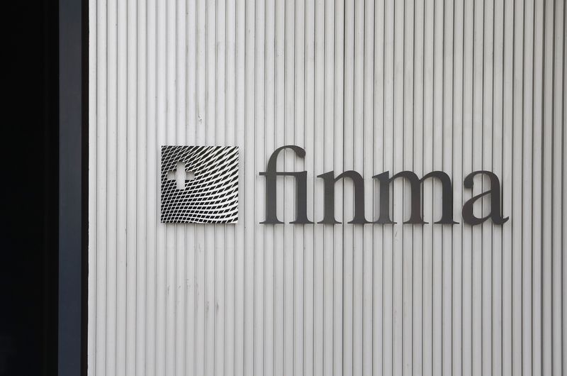 &copy; Reuters. FILE PHOTO: The logo of Swiss Financial Market Supervisory Authority FINMA is seen outside their headquarters in Bern, Switzerland April 5, 2016. REUTERS/Ruben Sprich