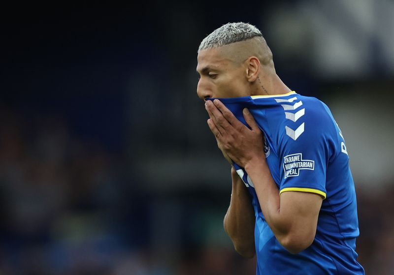 &copy; Reuters. Richarlison durante partida do Everton contra o Crystal Palace pelo Campeonato Inglês
19/05/2022 REUTERS/Phil Noble