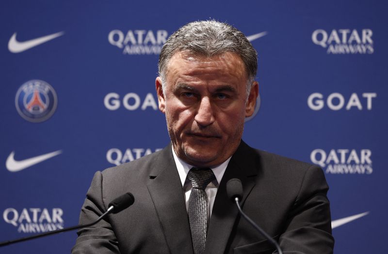 &copy; Reuters. Novo técnico do PSG, Christophe Galtier, durante entrevista coletiva no estádio Parque dos Príncipes, em Paris
05/07/2022 REUTERS/Benoit Tessier