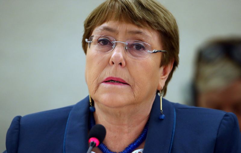&copy; Reuters. FOTO DE ARCHIVO: La Alta Comisionada de las Naciones Unidas para los Derechos Humanos, Michelle Bachelet, durante una sesión del Consejo de Derechos Humanos de la ONU celebrada en Ginebra, Suiza, el 7 de febrero de 2020. REUTERS/Denis Balibouse