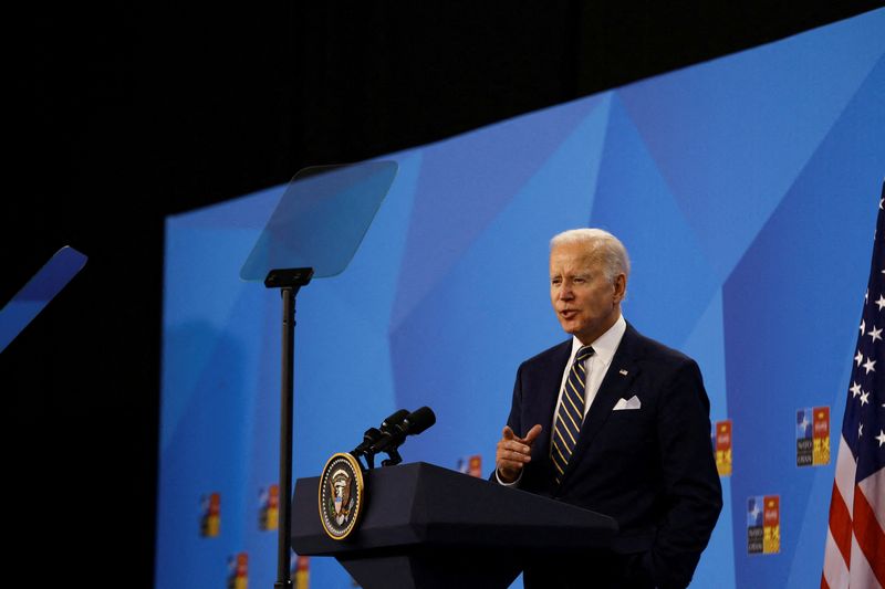 &copy; Reuters. FILE PHOTO: U.S. President Joe Biden speaks at a news conference during a NATO summit in Madrid, Spain June 30, 2022. REUTERS/Violeta Santos Moura