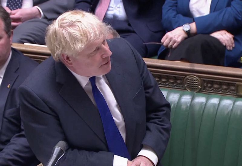 &copy; Reuters. Premiê do Reino Unido, Boris Johnson, durante sessão de debates do Parlamento em Londres
06/07/2022 Reuters TV via REUTERS