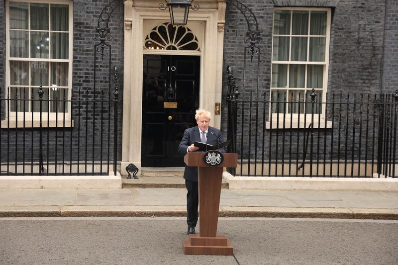 &copy; Reuters. Premiê britânico, Boris Johnson, dá entrevista em Downing Street
07/07/2022. REUTERS/Phil Noble