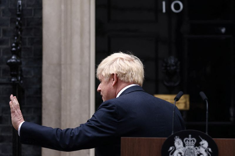 &copy; Reuters. Premiê britânico, Boris Johnson, do lado de fora do gabinete de Downing Street
07/07/2022
REUTERS/Henry Nicholls