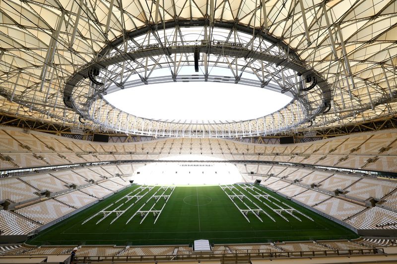 &copy; Reuters. FILE PHOTO: Soccer Football - General Views of the Lusail Stadium - Lusail, Qatar, March 28, 2022.  General view inside the Lusail Stadium, the venue for the 2022 Qatar World Cup Final REUTERS/Pawel Kopczynski