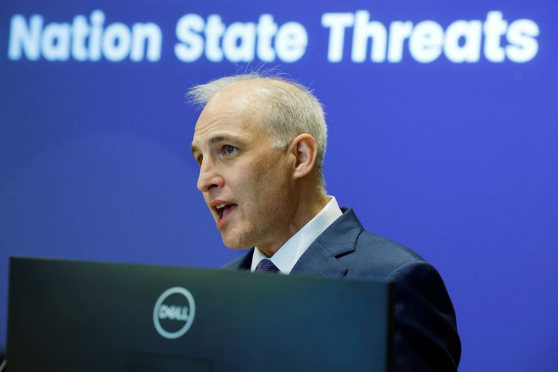 &copy; Reuters. FILE PHOTO: U.S. Assistant Attorney General for National Security Matthew Olsen delivers remarks on U.S. Department of Justice policy, announcing the end of a program focused on fighting Chinese espionage and intellectual property theft, during a National