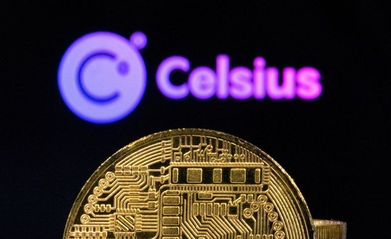 © Reuters. Representação de criptomoeda em frente ao logotipo da Celsius Network
13/06/2022
REUTERS/Dado Ruvic