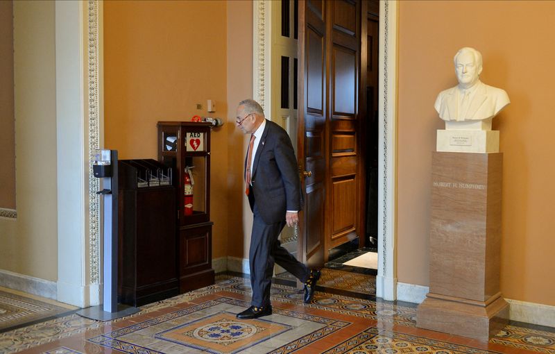 &copy; Reuters. U.S. Senate Majority Leader Chuck Schumer (D-NY)  walks to his office at the U.S. Capitol in Washington, U.S.,  June 23, 2022.      REUTERS/Mary F. Calvert