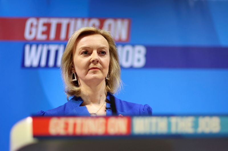 &copy; Reuters. Secretária de Relações Exteriores do Reino Unido, Liz Truss, em convenção do Partido Conservador, em Blackpool  
19/03/2022 REUTERS/Phil Noble/Files