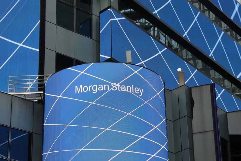 &copy; Reuters. FILE PHOTO: The corporate logo of financial firm Morgan Stanley is pictured on the company's world headquarters in New York, U.S. April 17, 2017. REUTERS/Shannon Stapleton