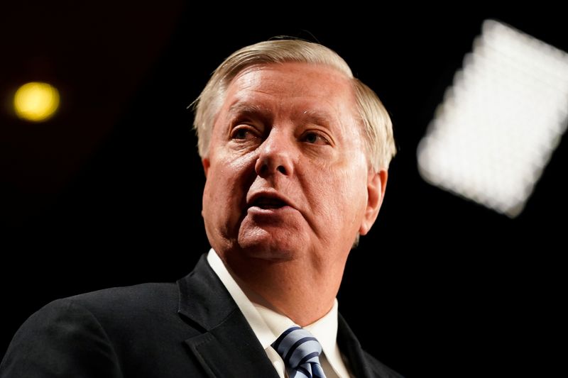 &copy; Reuters. FILE PHOTO:  U.S. Senator Lindsey Graham (R-SC) speaks during a Republican news conference ahead of the Senate confirmation vote for U.S. Supreme Court nominee Ketanji Brown Jackson at the U.S. Capitol in Washington, U.S., April 7, 2022. REUTERS/Elizabeth