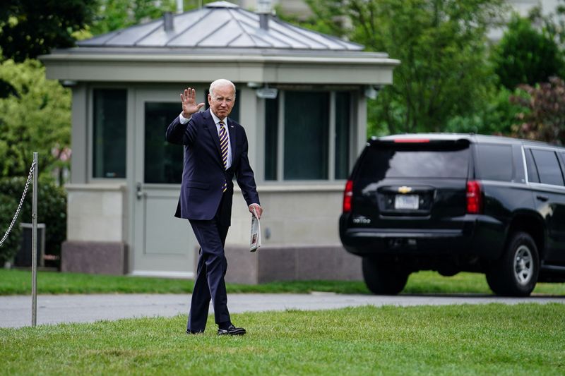 &copy; Reuters. 　７月１１日、バイデン米大統領は、今週の中東訪問時にイスラエル、アラブ首長国連邦（ＵＡＥ）、インドとの４カ国オンライン首脳会議に出席する。６日、ホワイトハウスで撮影（２０